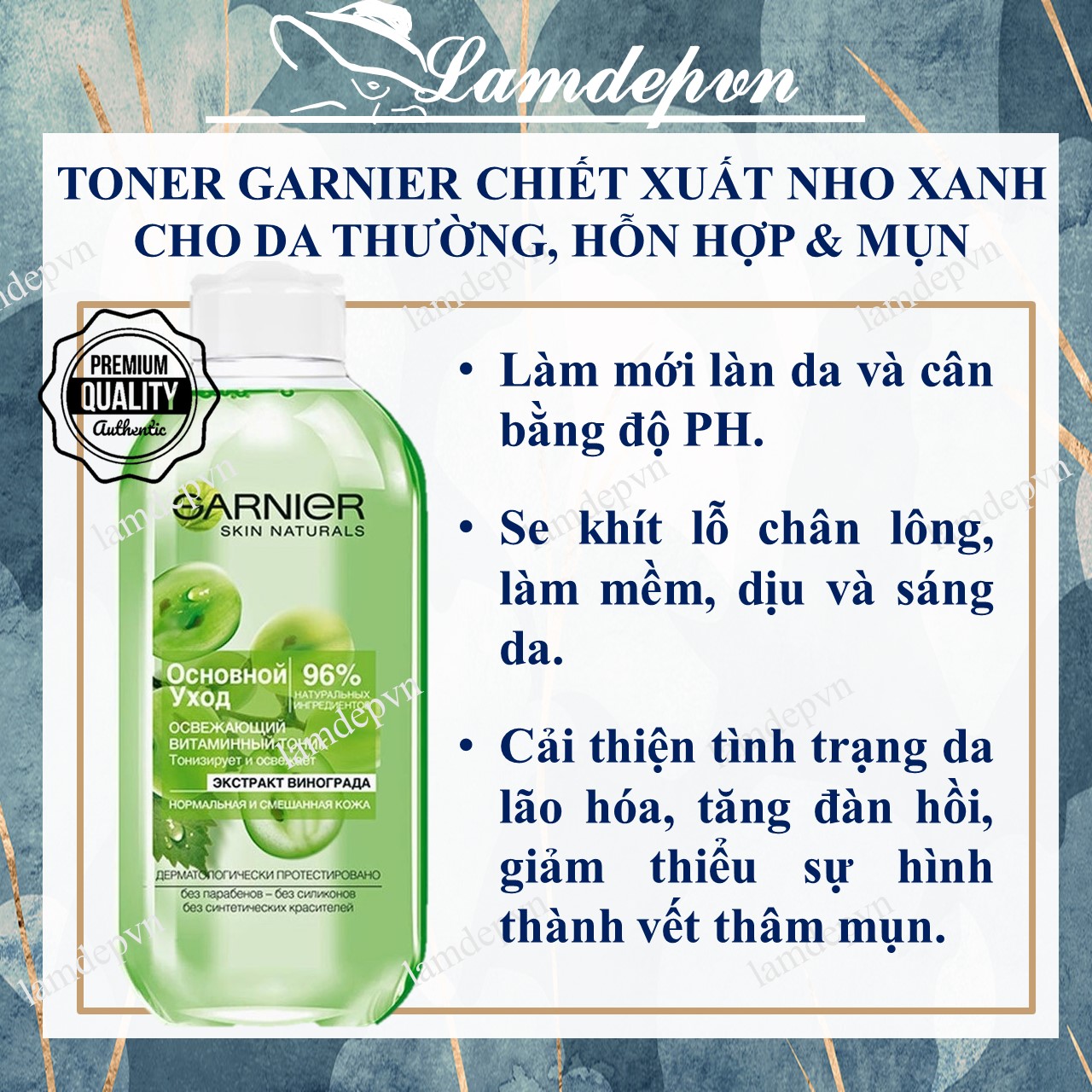 Nước hoa hồng Garnier - Toner Garnier nho (mẫu mới nhất date mới nhất, chai trong suốt)
