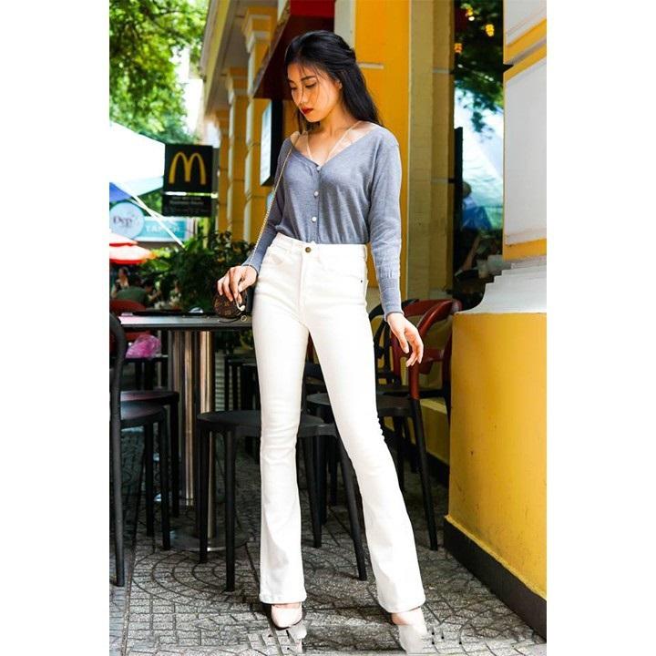 [HCM]Quần jean ống loe trắng