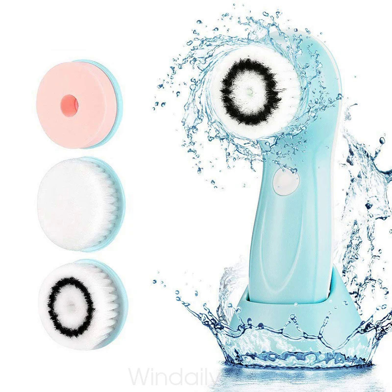 3 In 1 Facial Cleansing Brush Electric Rotating Face Brush Deep Cleaning Skin Exfoliation Waterproof Ultrasonic Face Cleaner