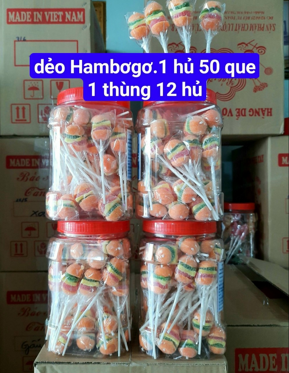 Kẹo Dẻo Que Hình Hamburger (Hủ 50Que)