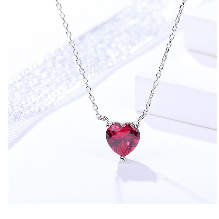 Dây Chuyền Silver Ý S925 Bảo Ngọc Jewelry Đính Đá Tự Nhiên Trái Tim DB-2325
