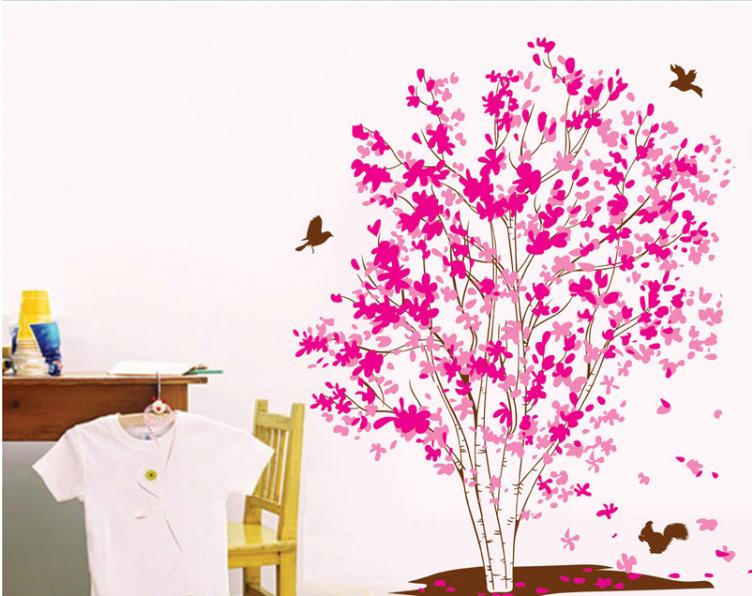 Decal trang trí Cây Hồng cánh sen
