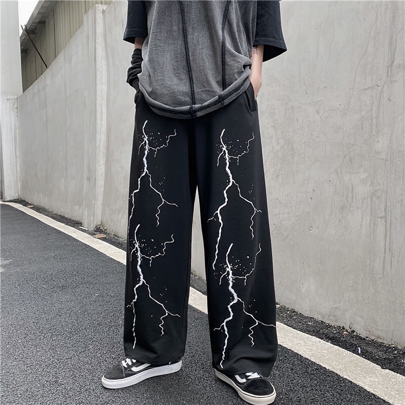Quần ống rộng Bó Chun dây rút pants unisex nam nữ ullzang Tia Chớp