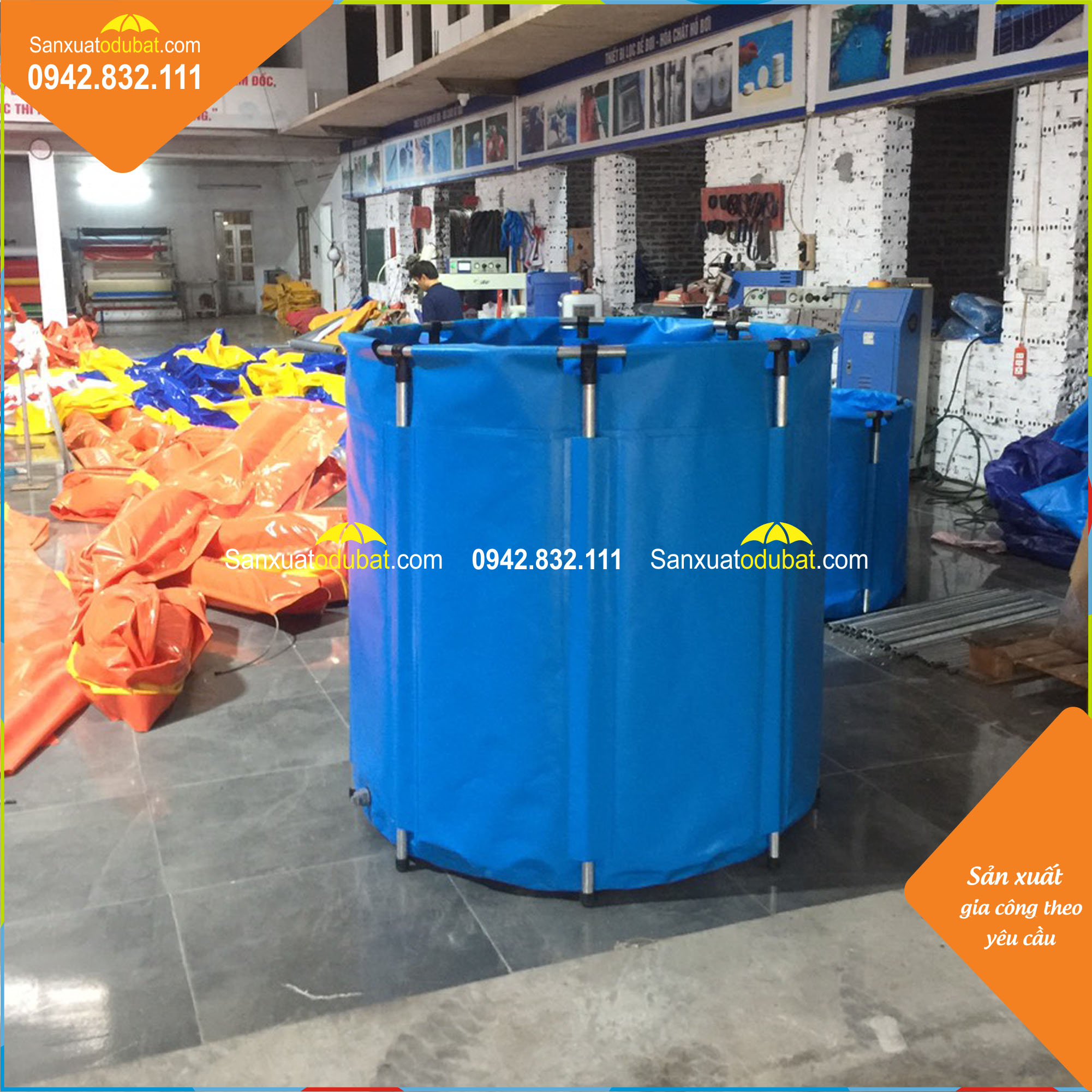 Bồn bạt nuôi cá ĐK 1.5m cao 1M