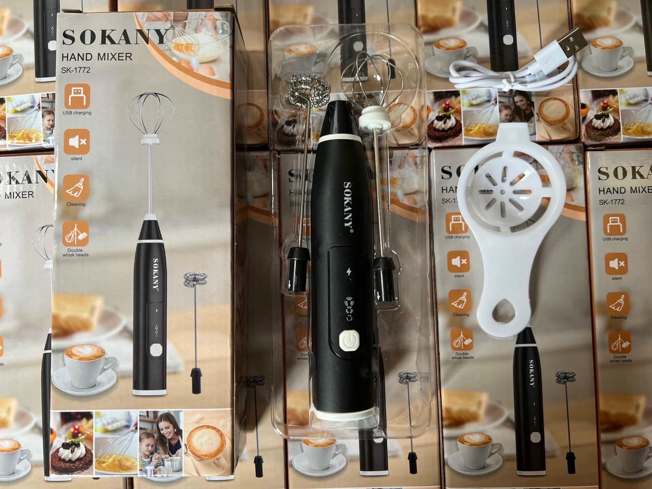 MÁY ĐÁNH TRỨNG TẠO BỌT CAFE 2 ĐẦU PIN SẠC