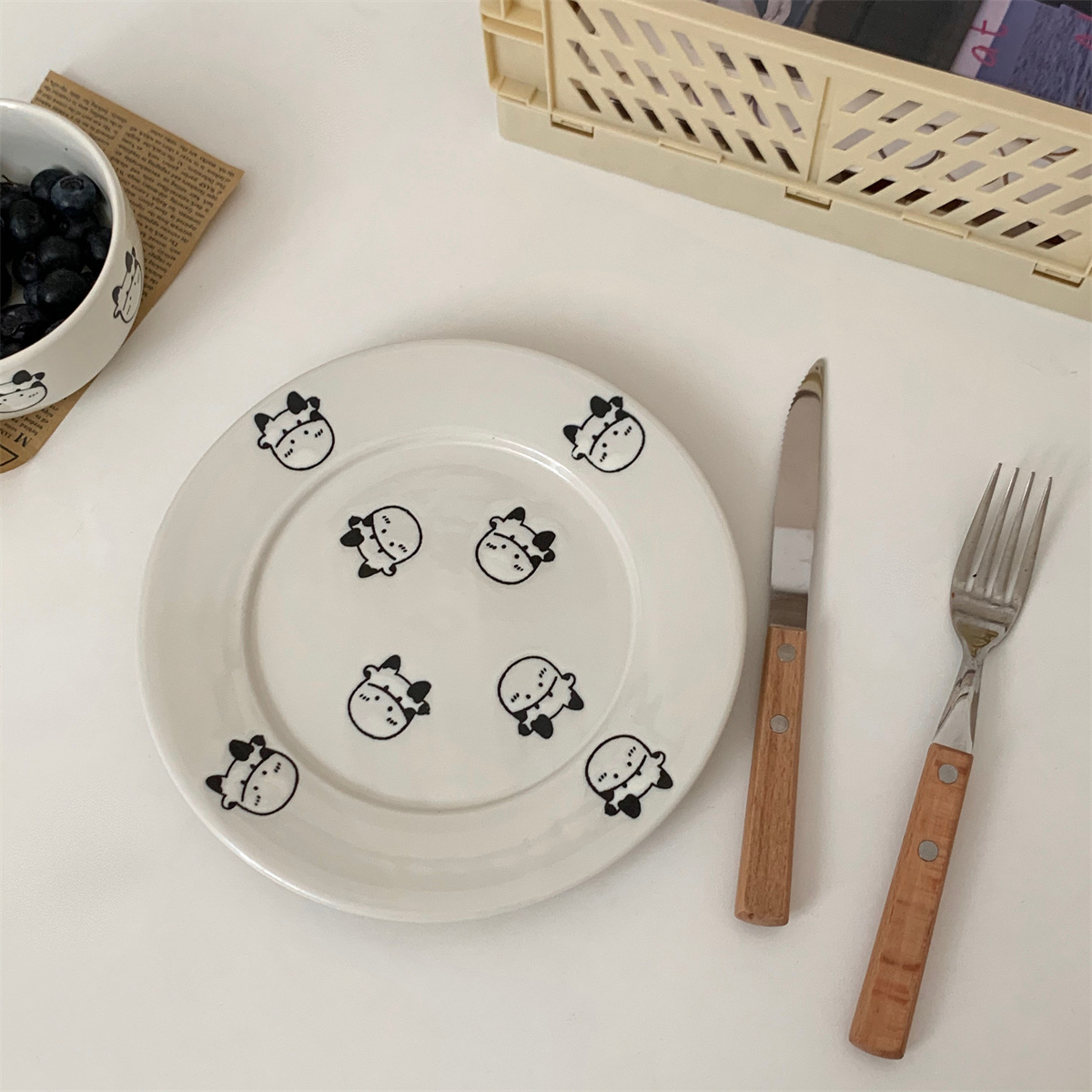 Set bát đĩa bò sữa