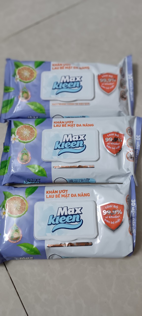 Khăn Ướt Lau Bề Mặt Đa Năng MaxKleen (30 miếng khăn lớn )
