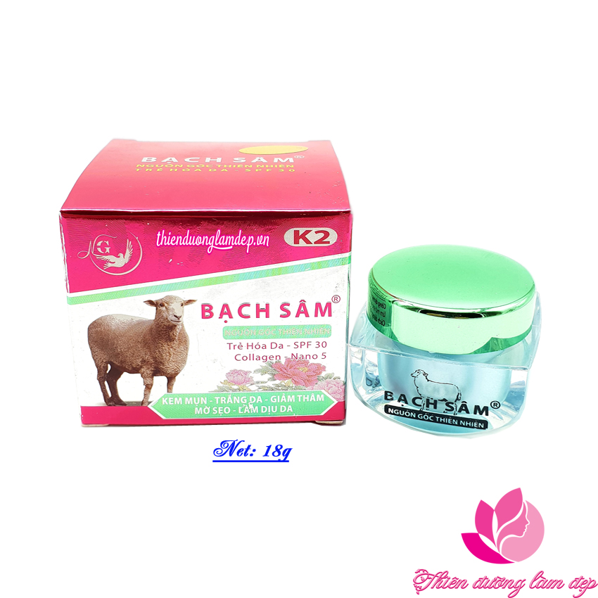 Kem Mụn, Trắng da, Giảm thâm, Mờ sẹo, Làm dịu da K2 BẠCH SÂM - 18g