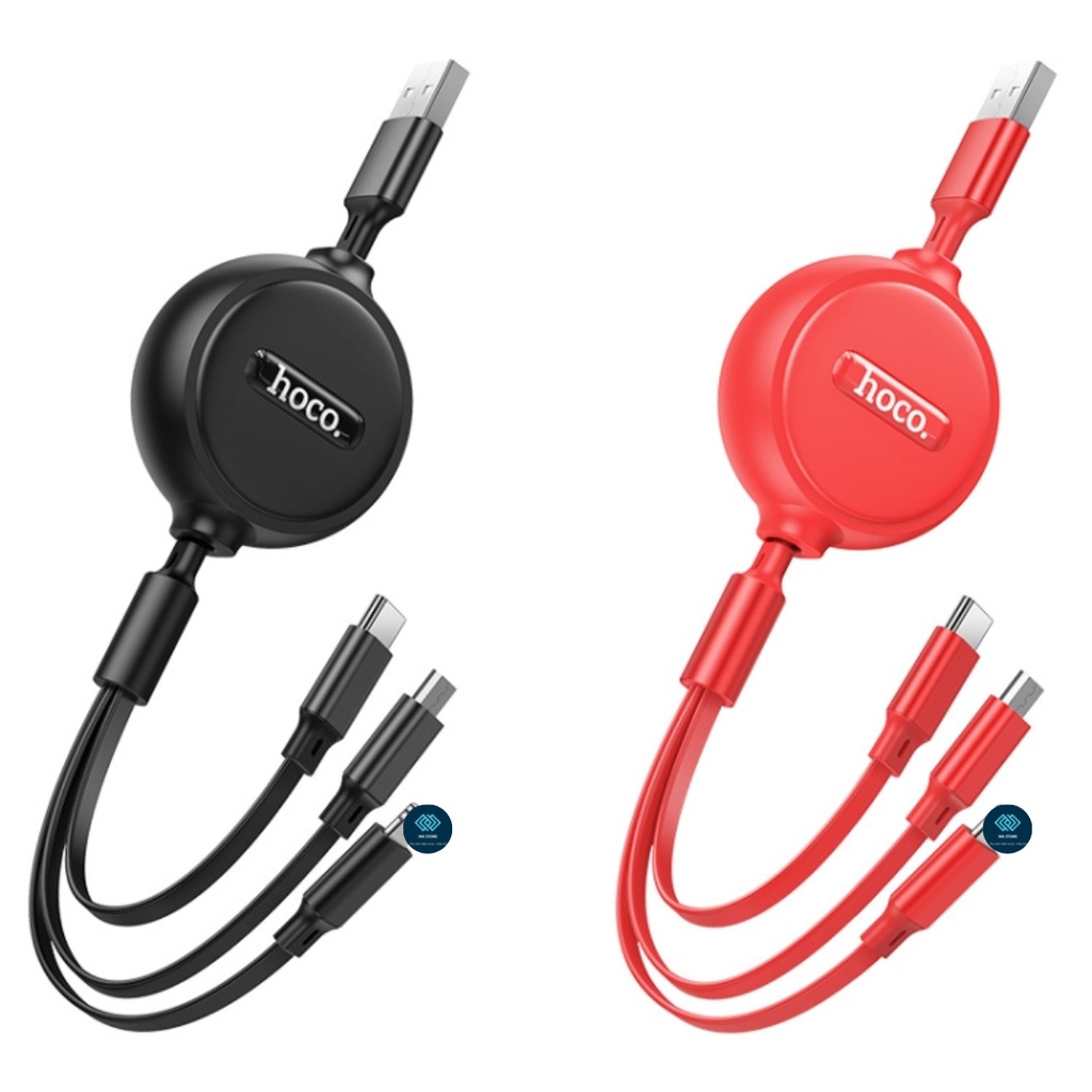 Cáp sạc hoco x75 3in1 gồm 3 cổng: micro usb - type c - ip - chính hãng
