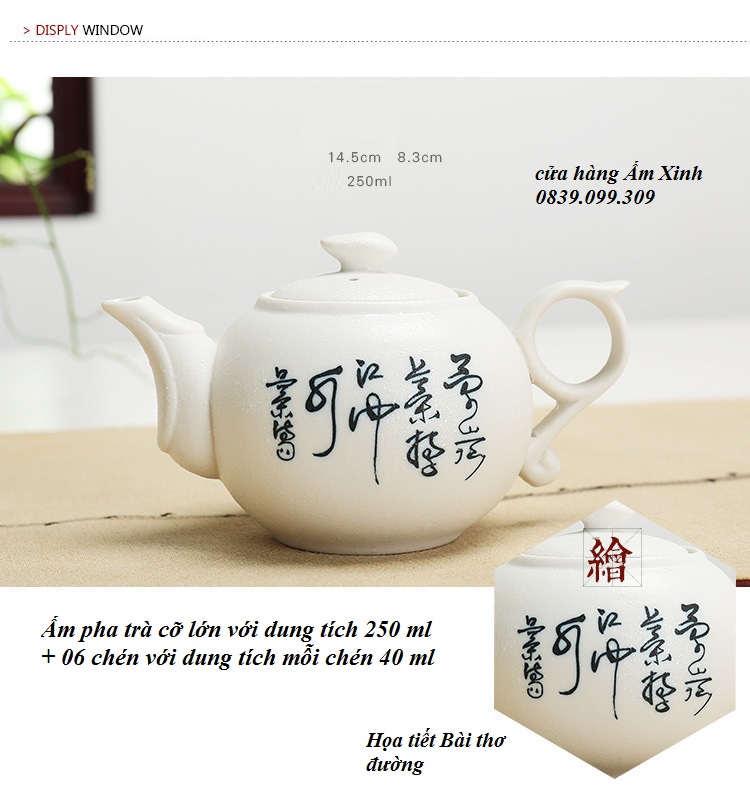 Bộ ấm chén sứ pha trà đạo cao cấp