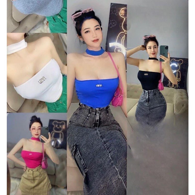 Áo quây vòng cổ chocker A348 thêu MIU A348