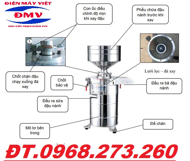 Máy xay vắt đậu nành tách bã 1100w 20-40kg/h