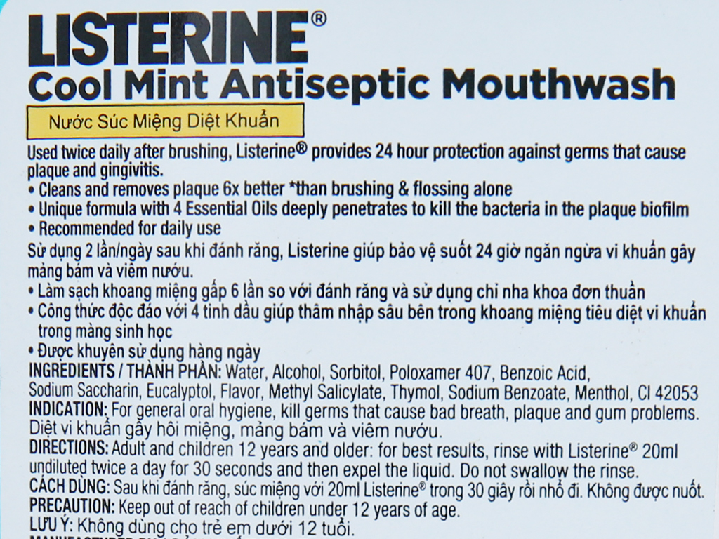 Nước súc miệng Listerine Cool Mint 250ml