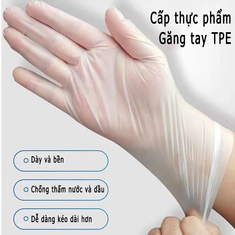 Hộp 100 Găng Tay Dùng Một Lần Cho Công Việc Làm Bếp, Vệ Sinh, Bộ 100 Găng Tay Cao Su Dùng Một Lần An Toàn Không Gây Dị ứng