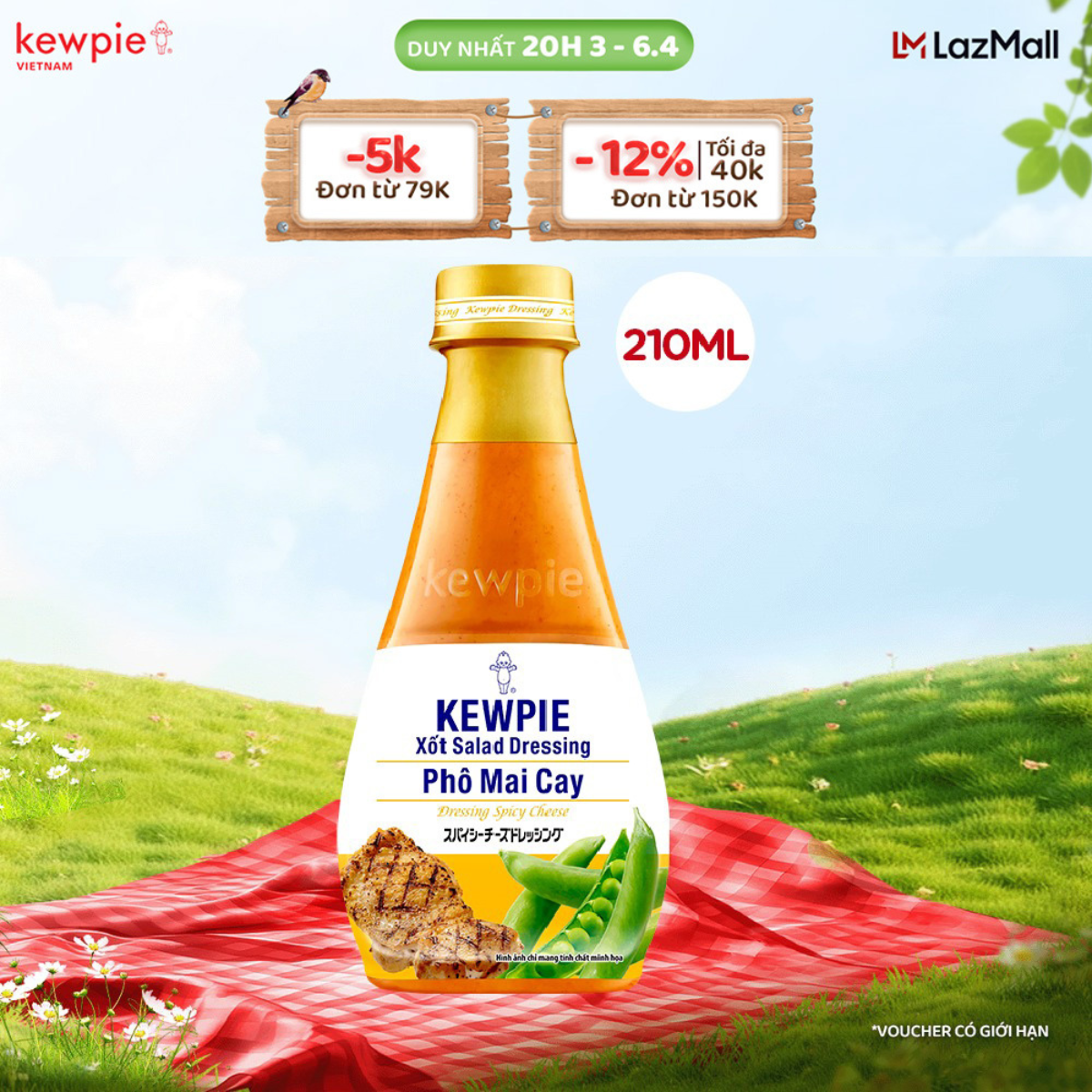 Xốt Salad Dressing Phô Mai Cay Kewpie 210ml