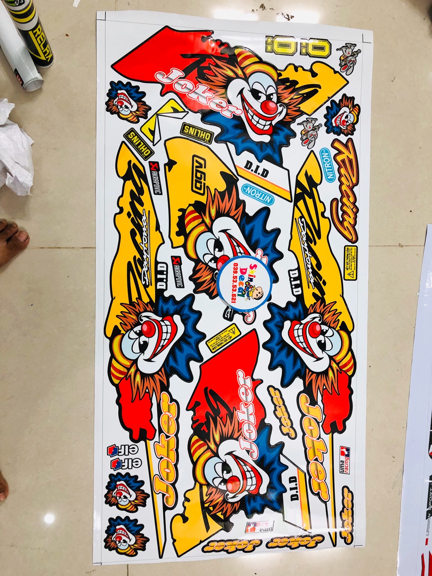 Tem rời ex 150 Chú hề Joker dán xe đen