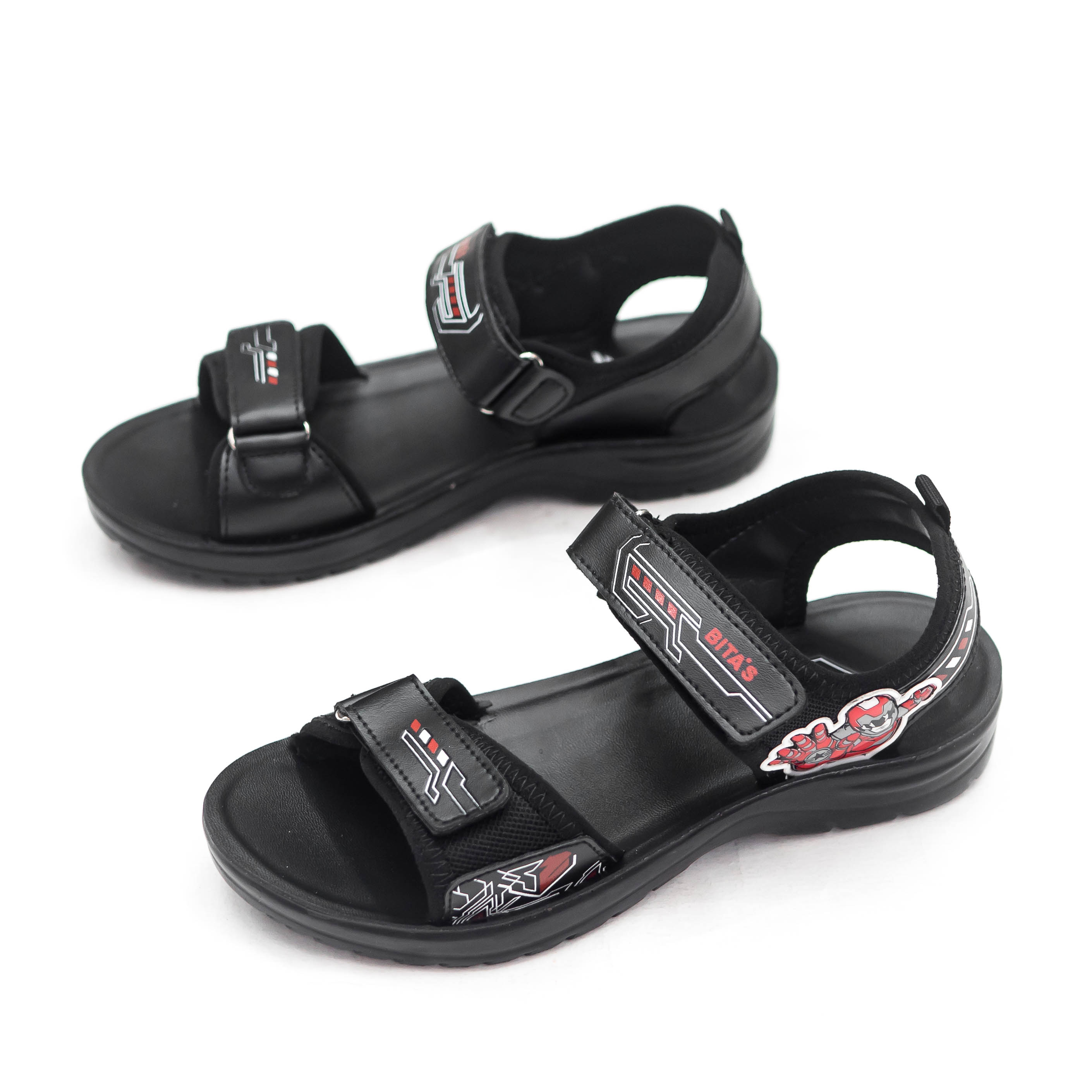 Giày sandal quai hậu học sinh bé trai bita's đế bằng siêu nhân sen.75 - bitas