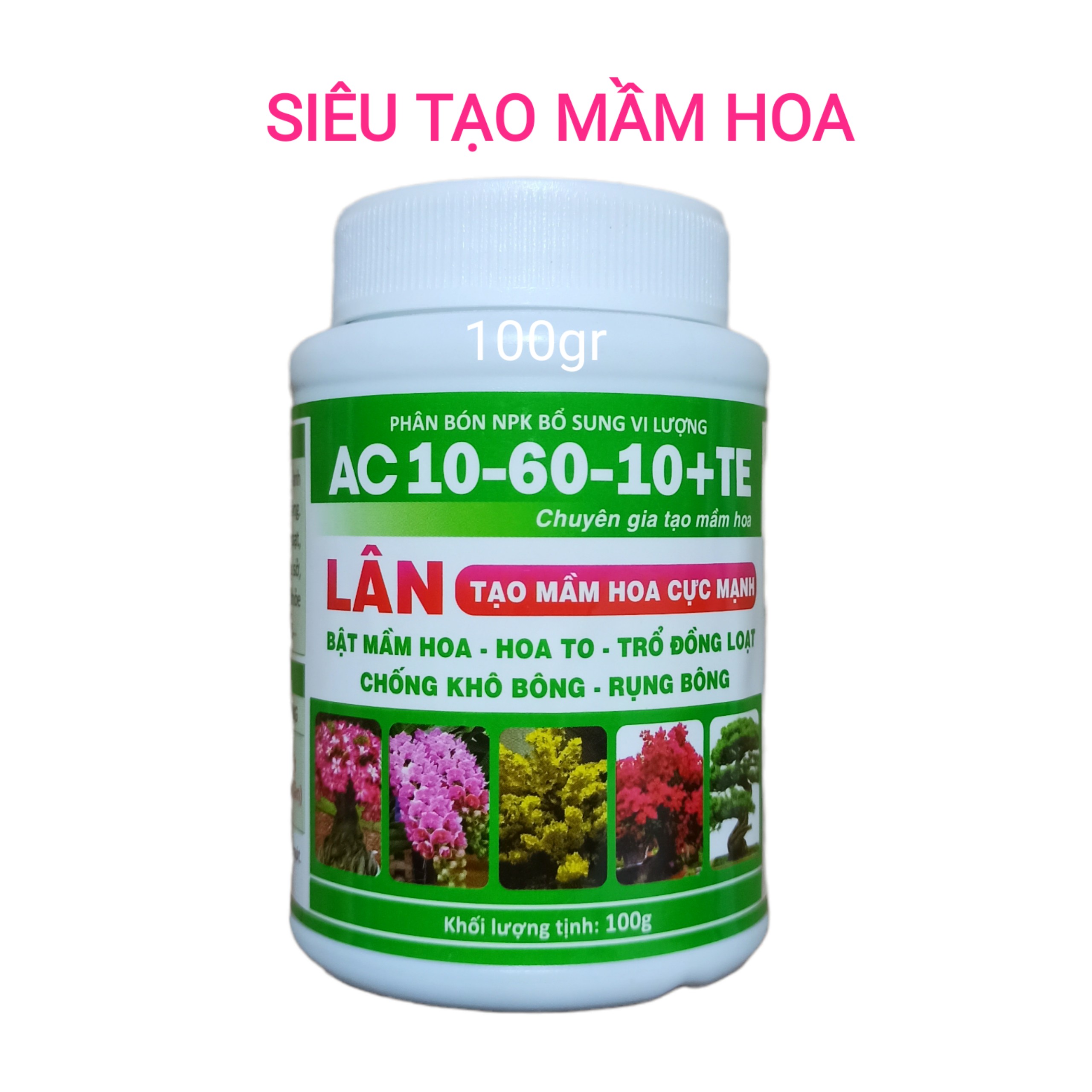 Phân bón lá siêu lân ac 10-60-10+te lọ 100gr tạo mầm hoa cực mạnh