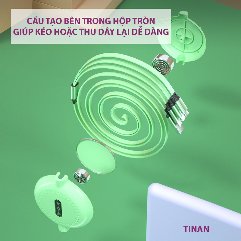 Cáp Sạc Nhanh USB 3 Trong 1 Chất Lượng Cao 2A, Iphone, Android