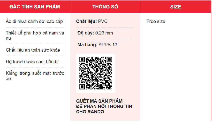 Áo Mưa Rando Cổ Rùa Cao Cấp Kiếng 0.23