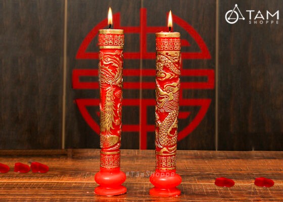 Set 02 cây đèn cầy đám cưới long phụng - sfsafvdgvbsfx