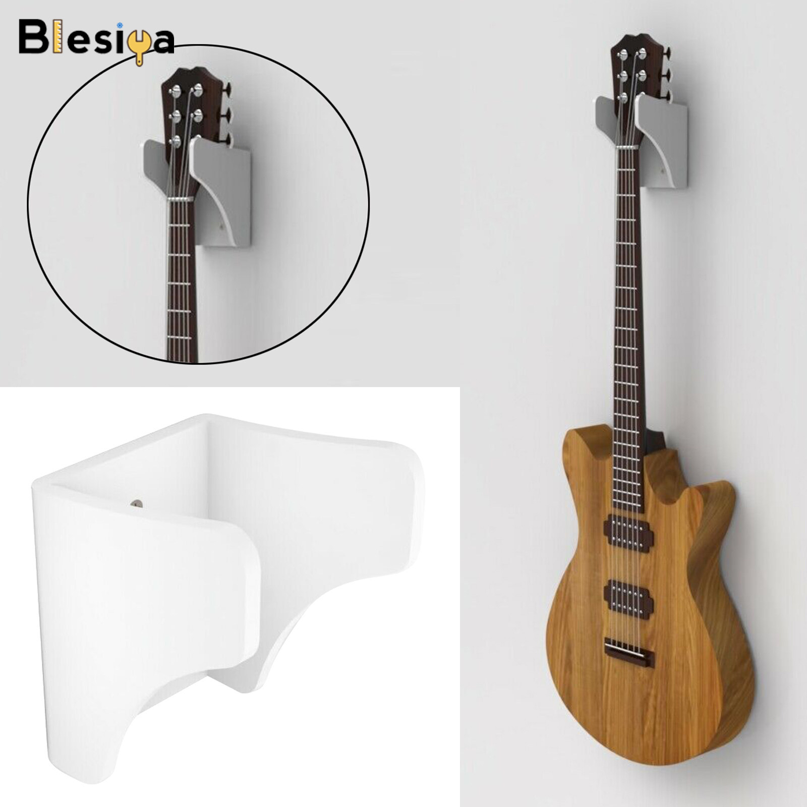 Blesiya Wall Mounted Guitar Hanger Stand for Hanging Guitar Save Space