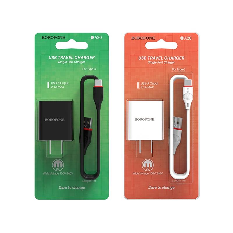 BOROFONE - Bộ Cóc Cáp Sạc BA20 - Cổng Type C 2.1A (US)