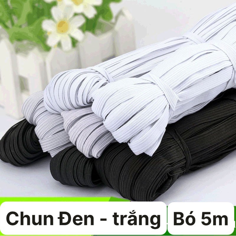 BÓ 5M / 10M CHUN (1CM - 1.5CM) MÀU ĐEN - TRẮNG