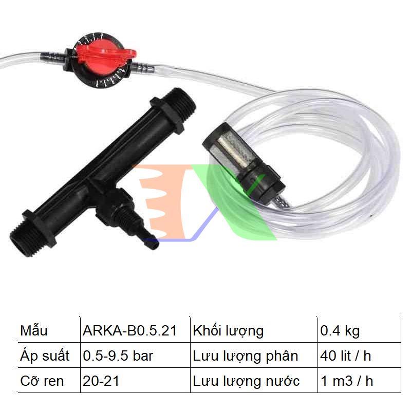 Bộ châm phân Venturi G1/2 Ren 21 , Thiết bị châm bón phân tự động, châm bón phân cho hệ thống tưới