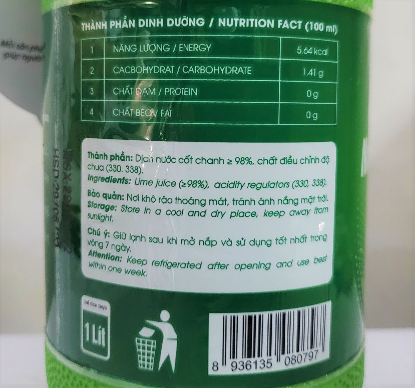 [Chai 1 Lít] NƯỚC CỐT CHANH [VN] CHAVI Lime Juice 100A
