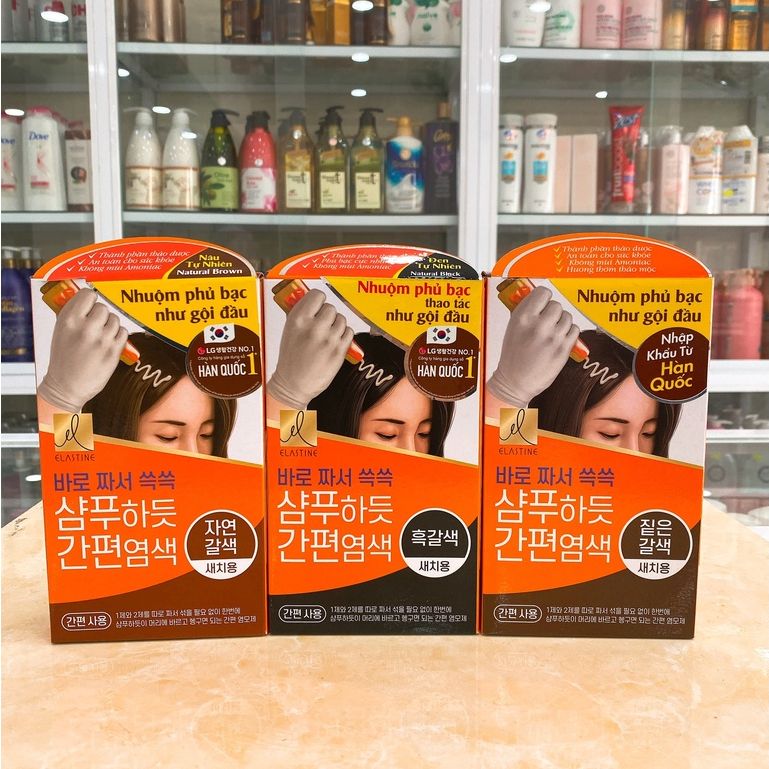 Thuốc Nhuộm Phủ Bạc Thảo Dược ELASTINE Hàn Quốc 20g (HỘP 3 GÓI)