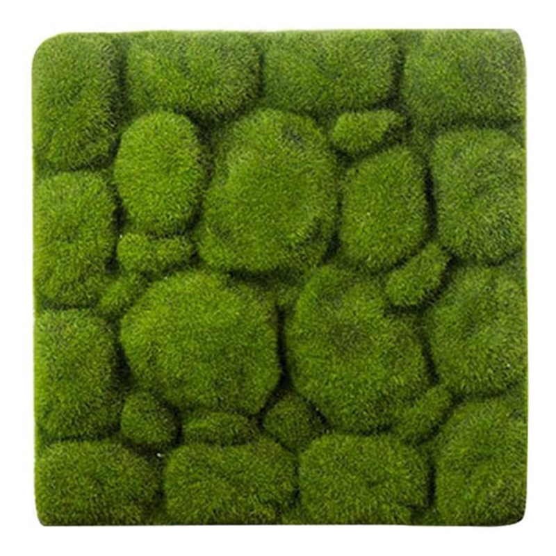 Grass Mat- Stone Shape Indoor Green Artificial Lawns Turf Carpets Fake Sod Moss for Home Hotel Wall Balcony Decor