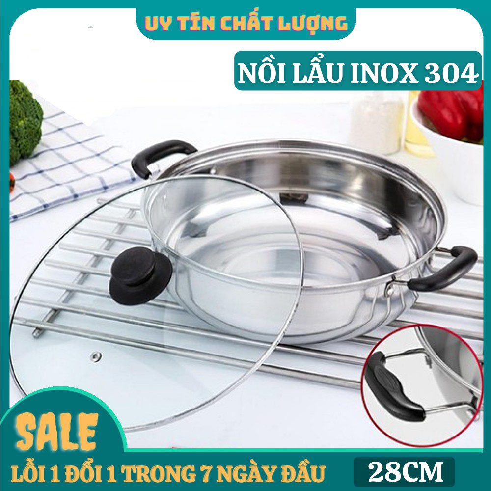 [ NỒI NẤU MỌI LOẠI BẾP ] NỒI LẨU INOX CAO CẤP COOK ĐA NĂNG, NỒI LẨU ĐA NĂNG TIỆN DỤNG SIZE 28 CM - CÓ TAY CẦM CÁCH NHIỆT