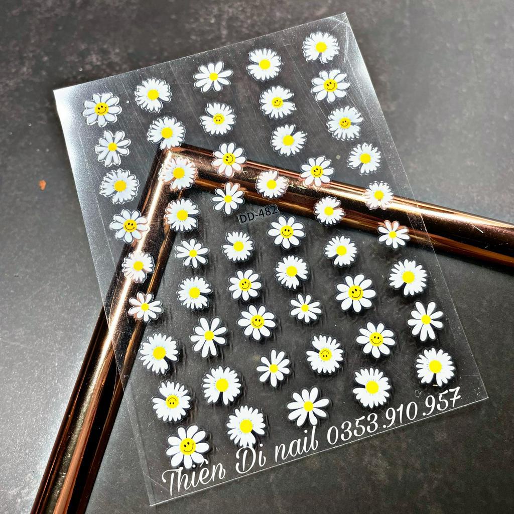 Stick hoa 3D trắng, Sticker hoa dán móng đẹp, miếng dán hình hoa MOON NAIL
