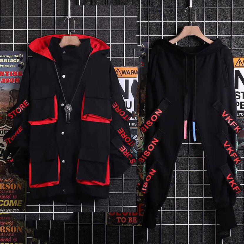 Bộ Đồ Nỉ Nam Áo Khoác Nhẹ Có Mũ Trùm Đầu Phối Dây Chữ 4 Túi Hộp Phá Cách Kết Hợp Quần Jogger Trẻ Trung Thời Trang Thu Đông FORHIMCS2 SET NAM 9000085