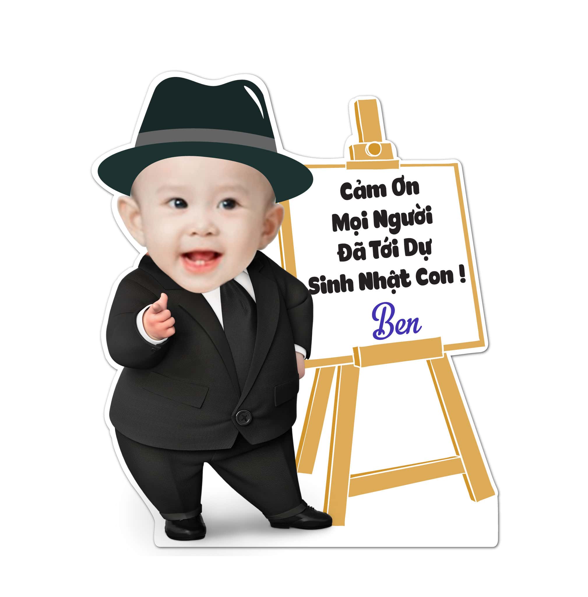 Set chibi để bàn trang trí sinh nhật  bé trai 1 tuổi