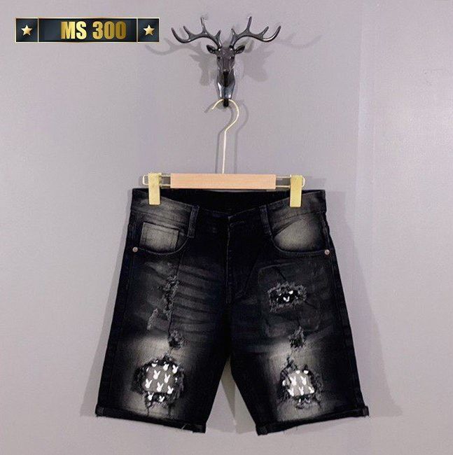Shorts jeans men ripped knee, jeans shorts male elastic singing 2021 gray QSJNAM252 Jet Shop