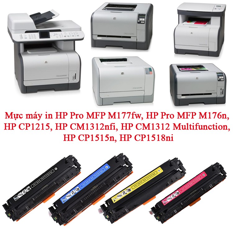 Mực in màu cho máy in Hp CP1215, HP CM1312nfi, HP CP1515n