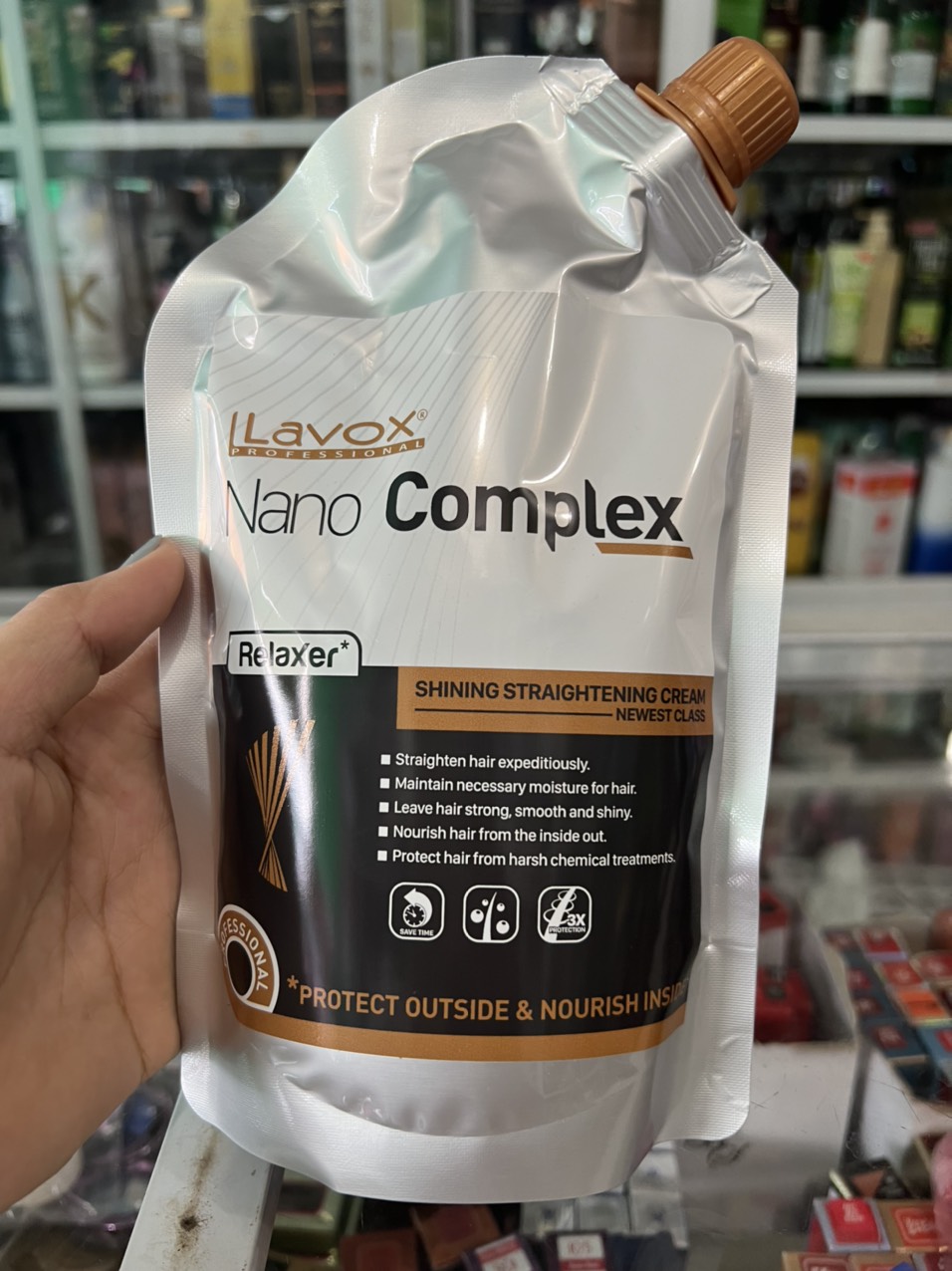Kem duỗi tóc , ép tóc lavox nano complex thế hệ mới 500 ml dạng bịch duỗi 1 lần ko cần dập phủ bóng phục hồi hư tổn
