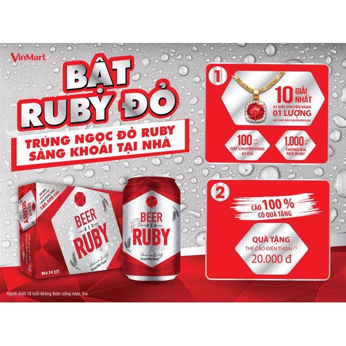 Bia Red RuBy thùng 24 lon 330ml