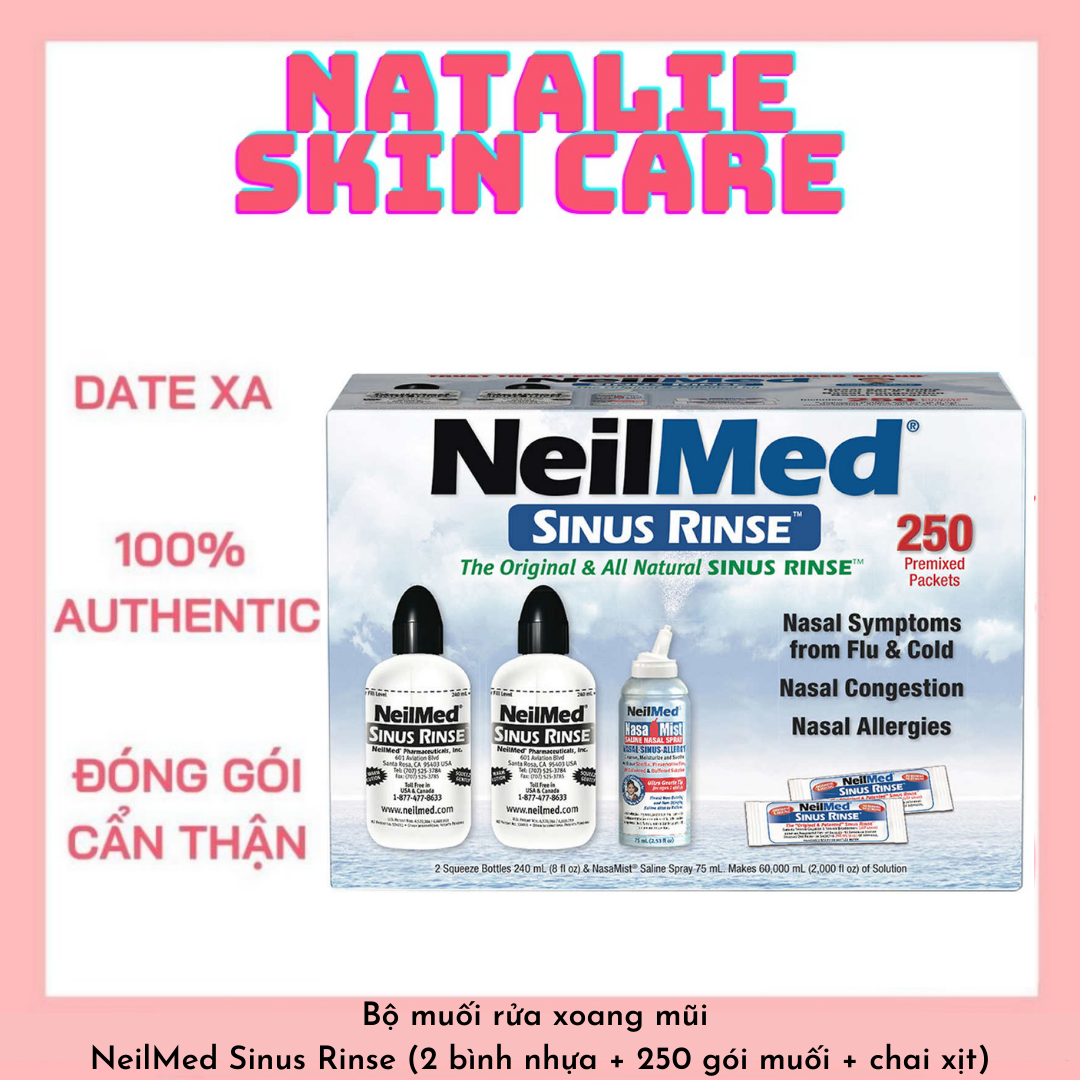 Bộ muối rửa mũi - Neilmed Sinus Rinse (2 bình nhựa + 250 gói muối + chai xịt)