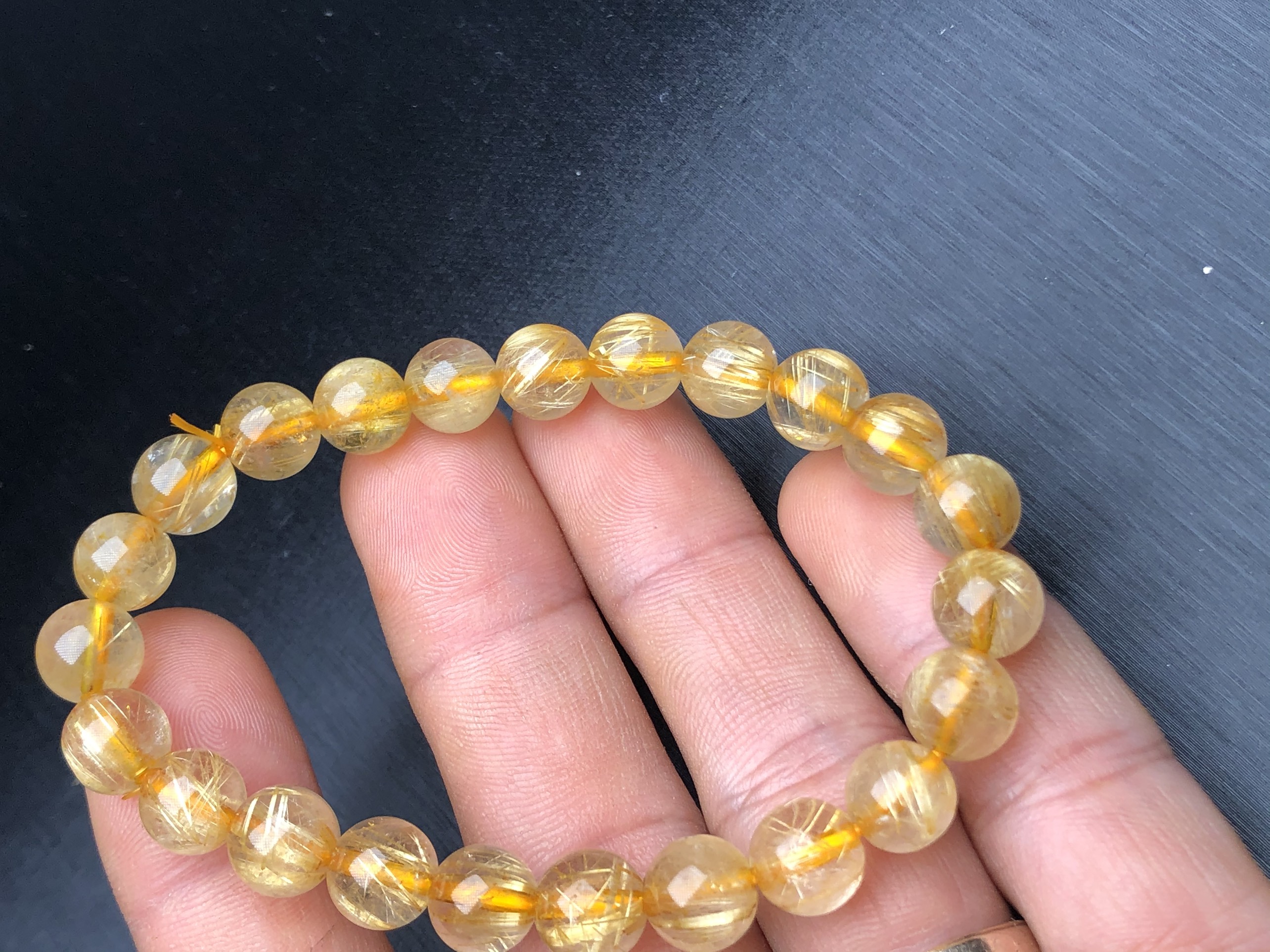 [FreeshipMAX] Vòng tay Đá Thạch Anh Tóc Vàng 8mm