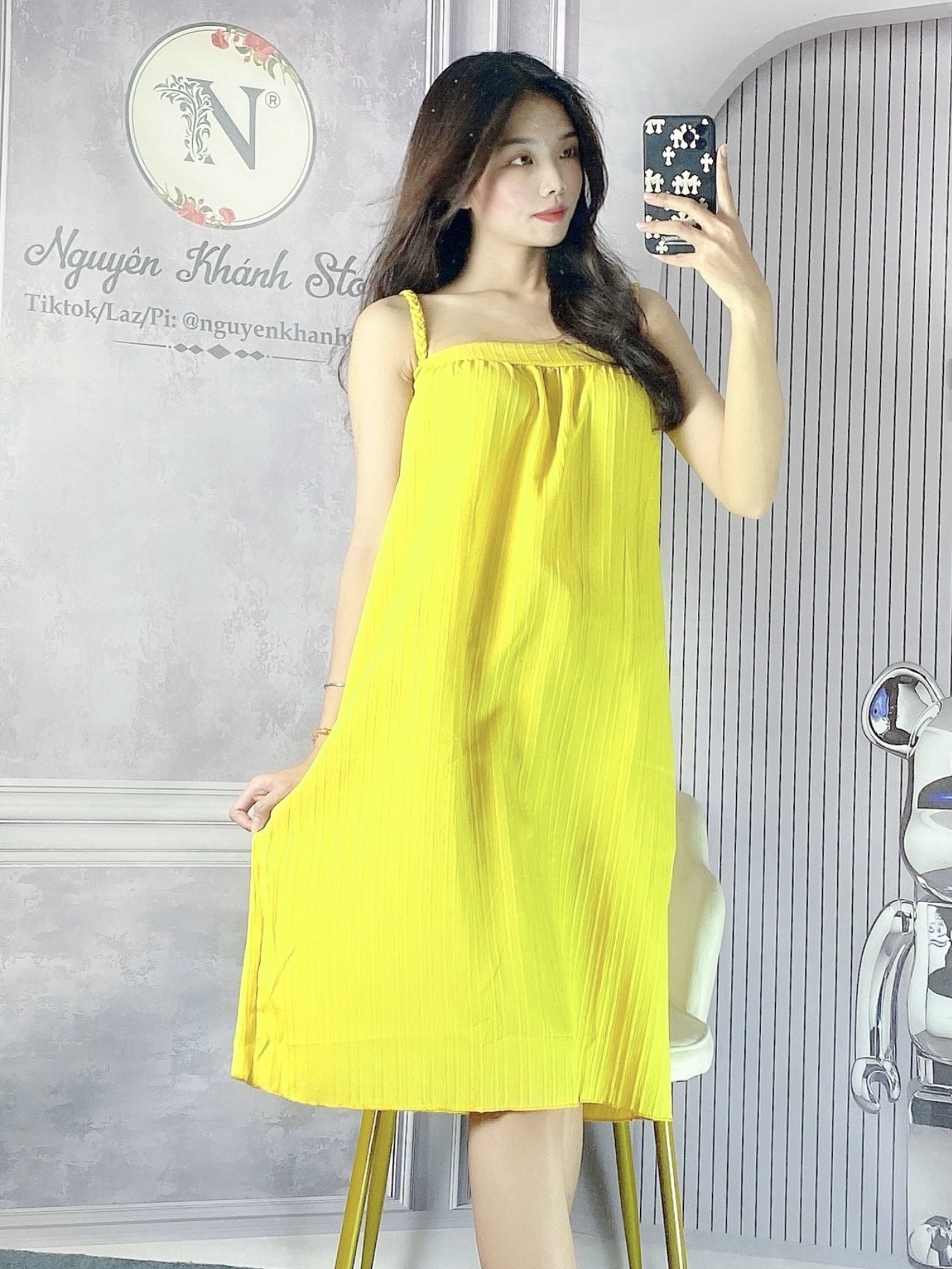 Đầm Nữ 2 Dây Thắt Bím Vải Xốp Gân Mềm Mại Thấm Hút Mồ Hôi Freesize Dưới 60kg, Váy Đi Biển Mùa Hè Siêu Xinh