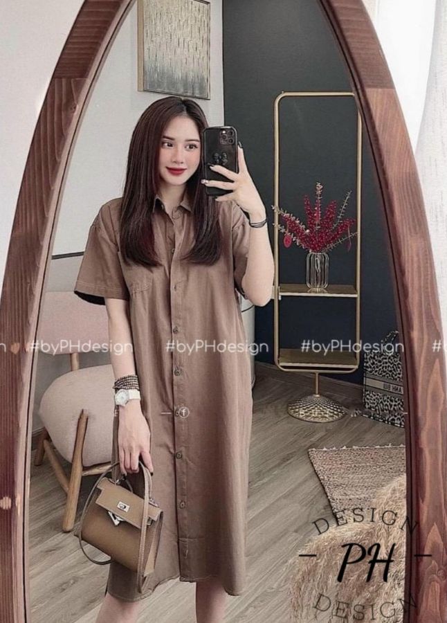 váy bầu sơ mi công sở-đầm bầu hè mềm mát chất mềm mát