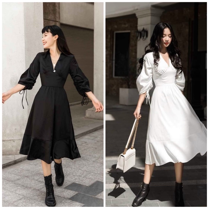 Đầm đuôi cá tay lỡ rút 2 màu