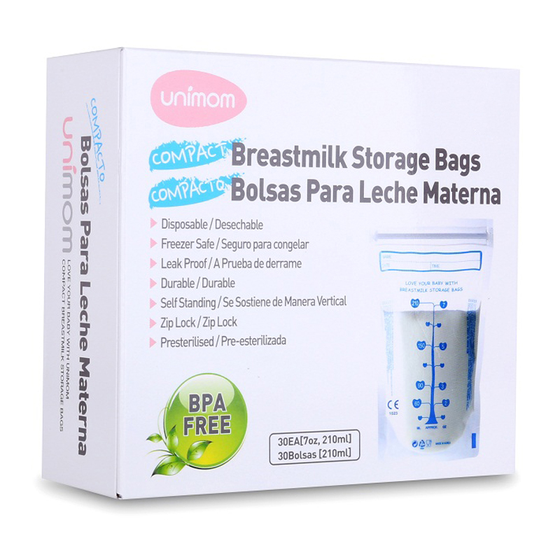 Túi đựng sữa mẹ (trữ sữa mẹ) Unimom Compact không có BPA 210ml (30 túi/hộp)