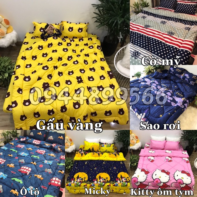 Trọn bộ chăn phao ga gối poly cotton ( nhiều mẫu)