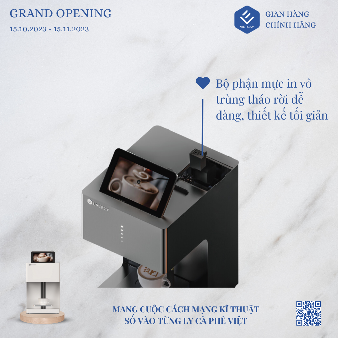 Máy in bọt cà phê EVEBOT EB-PRO (In một màu nâu)