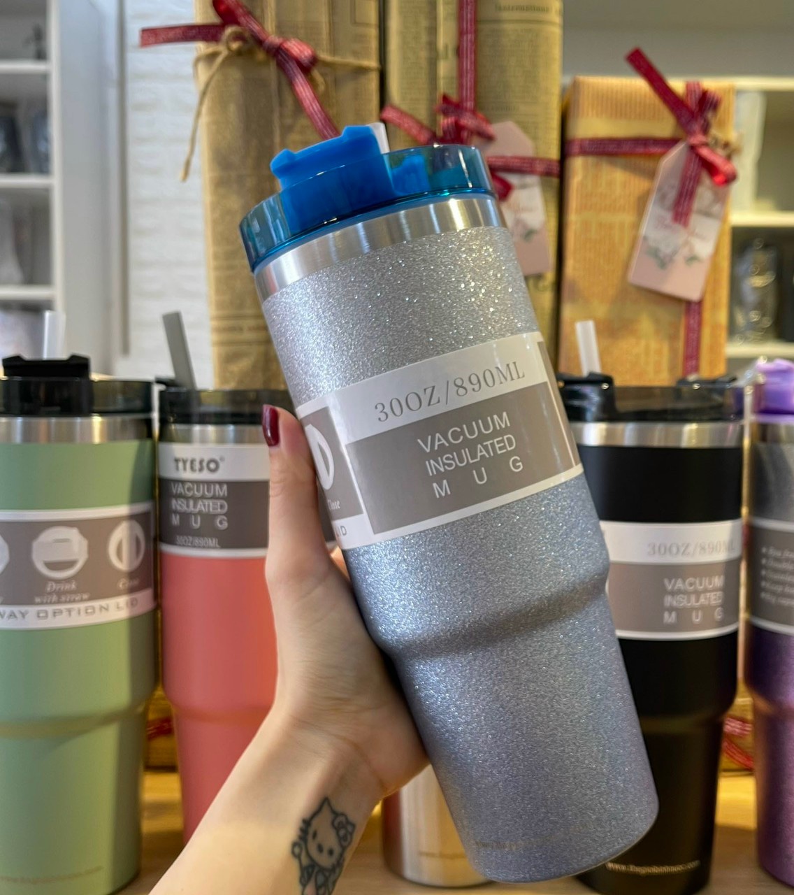 Combo ly giữ nhiệt inox 900ml tặng kèm 2 ống hút inox + túi giữ nhiệt + nắp chống tràn + cọ rửa