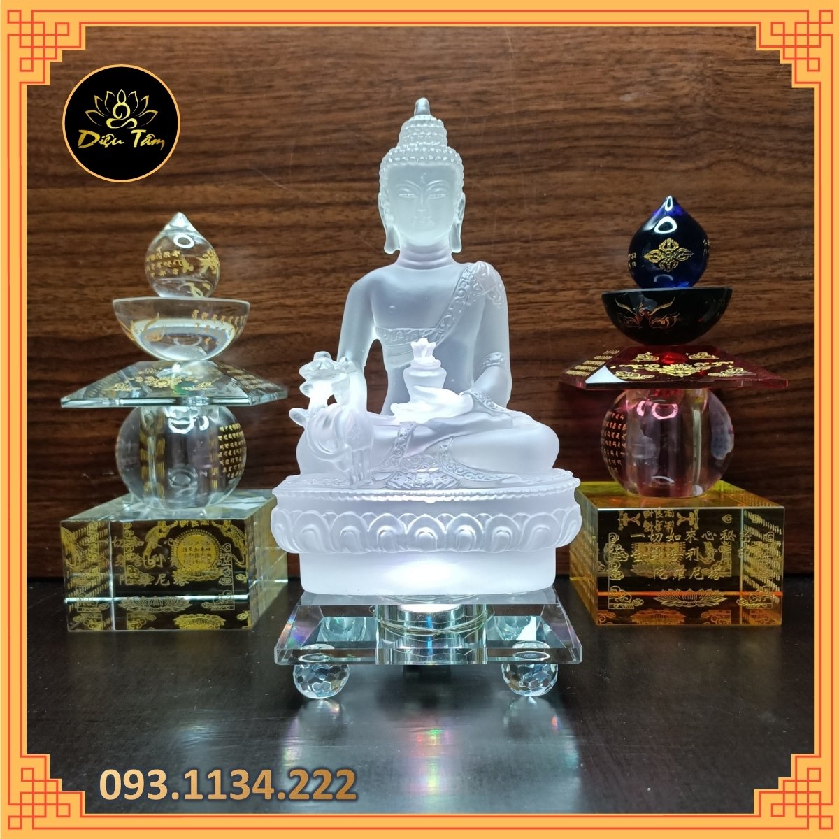 Đế đèn led pha lê đổi 7 màu làm sáng tượng trang trí đồ thờ cúng phong thủy